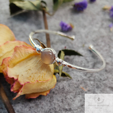 Grey Moonstone Bangle, 925 Sterling Silver Gold Plated Bangle, June Birthstone Jewelry, Friendship Day Bangle, Adjustable Bangle For Women